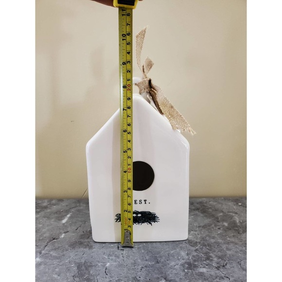 Rae Dunn Nest Embossed Ceramic Birdhouse decor 8.5" tall - Picture 6 of 7